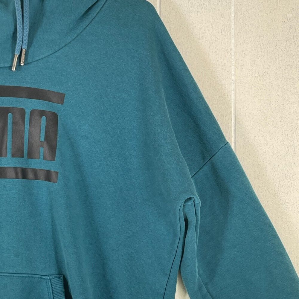 XL Puma Cowl Neck Pullover Hoodie Sweater Teal‎ Long Sleeve Woman's - Picture 3 of 12
